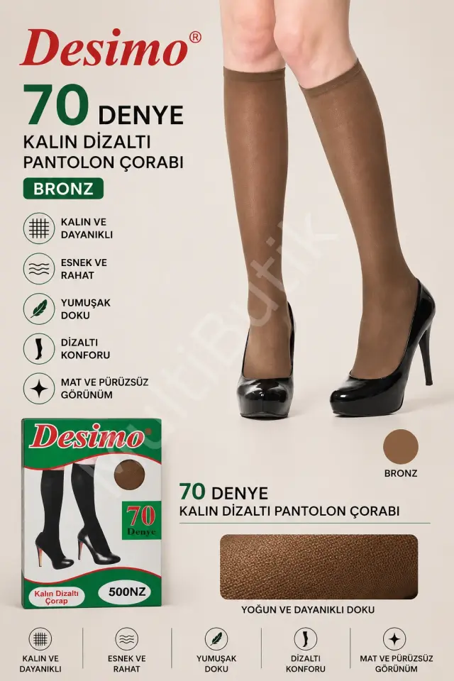 Desimo 70 Den Kalın Dizaltı Pantolon Çorabı - 6 Adet