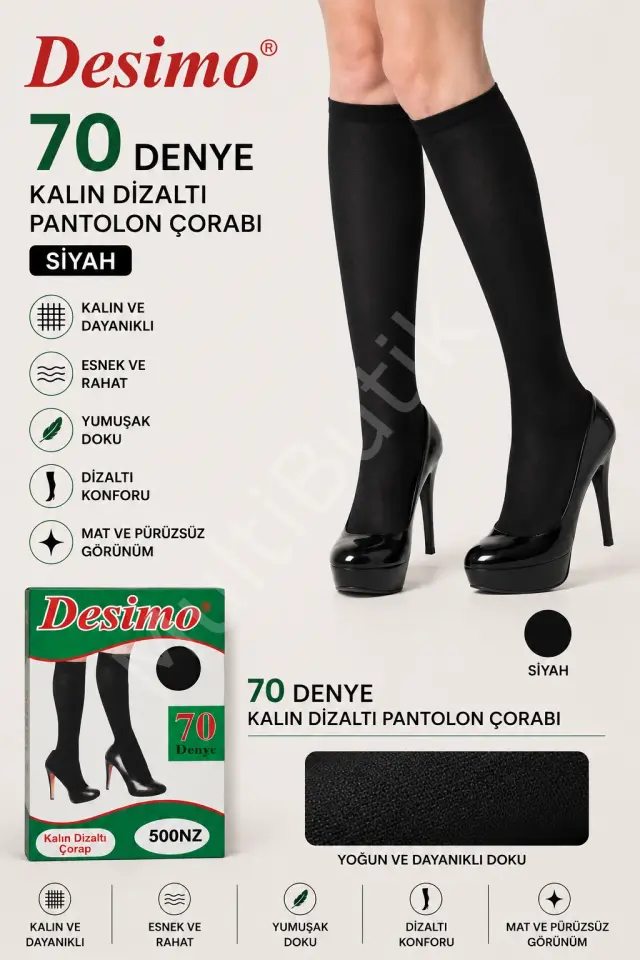 Desimo 70 Den Kalın Dizaltı Pantolon Çorabı - 6 Adet