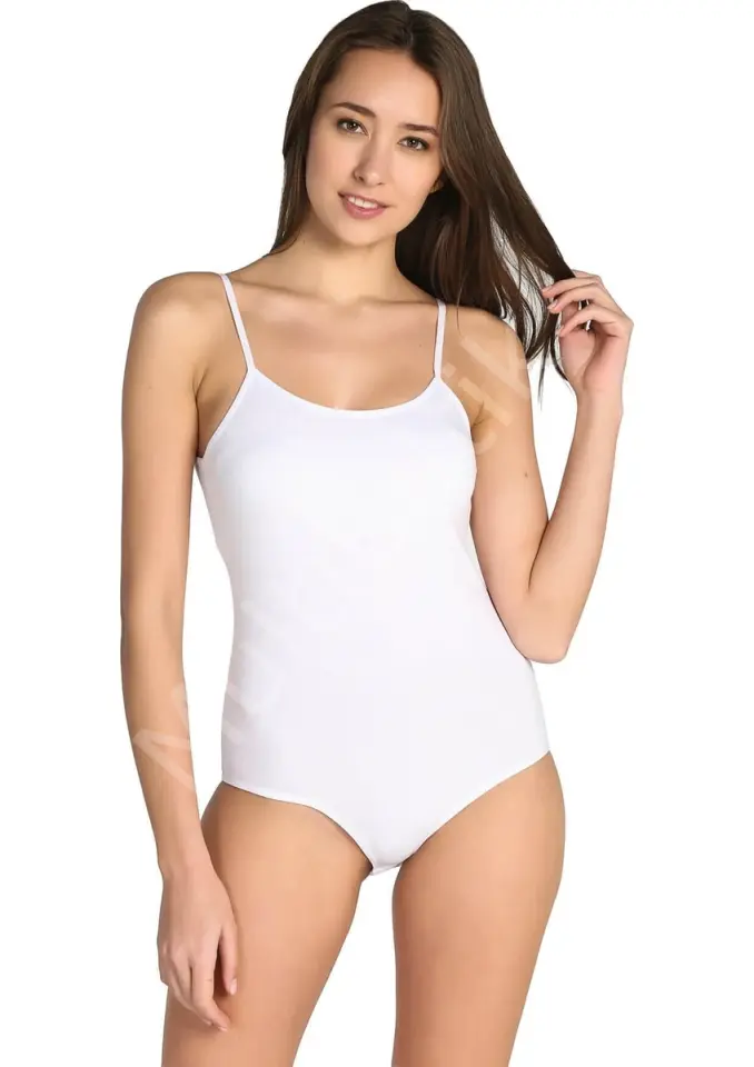 %100 Pamuk İnce Askılı Kadın Çıtçıtlı Body (Zıbın) – Beyaz