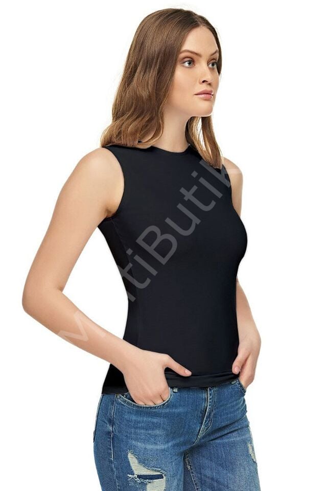 Tutku Elit %100 Pamuk Bayan Sıfır Kol Body – Siyah