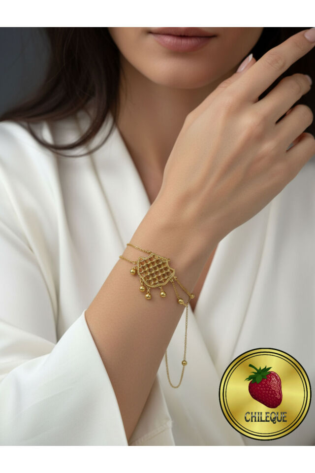 Sultan Motif Dorika Topçuklu Çelik Zincir Bileklik